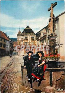 Modern Postcard Kaysersberg Haut Rhin Old fountain Folklore