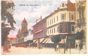 Romania Arad Bulevardul Regina Maria Boulevard vintage postcard