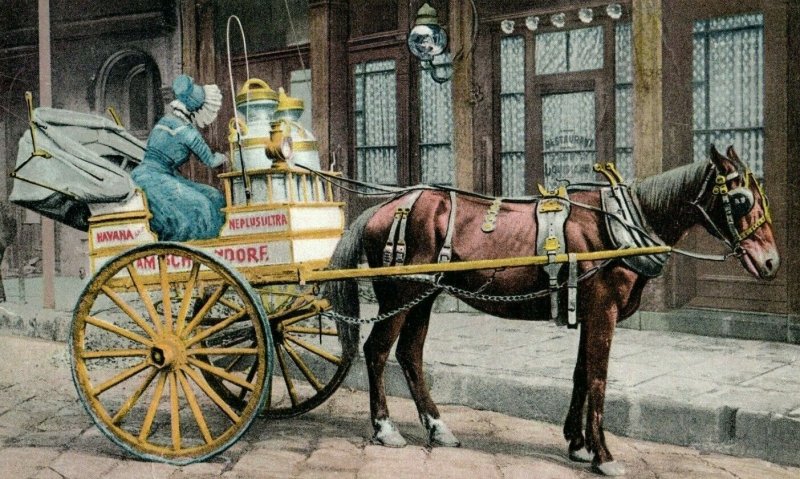 C.1910 A New Orleans Milk Cart Postcard F70