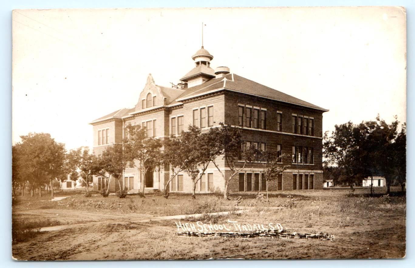 RPPC TYNDALL, South Dakota SD HIGH SCHOOL ca 1910s Bon Homme County