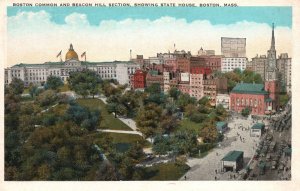 Vintage Postcard Boston Common Beacon Hill State House Boston Massachusetts MA