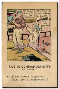 Fancy Old Postcard The 10 Commandments of Army soldier Illustrator