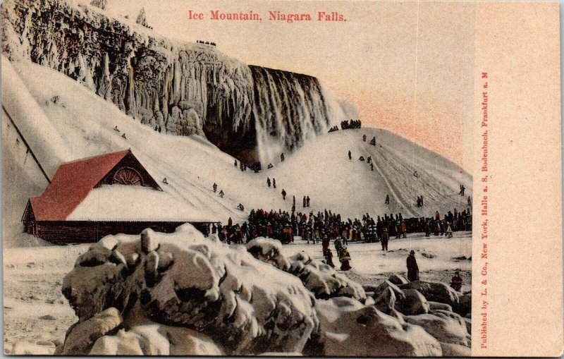 Ice Mountain Niagara Falls Snow Capped Sled Undivided Back Postcard Antique 