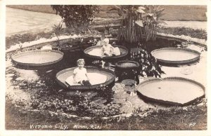 Miami Florida Babies on Victoria Lily Pads Real Photo Vintage Postcard AA20501