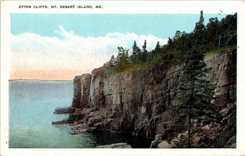 Otter Cliffs Mt Desert Island ME Maine WB Postcard UNP VTG Unused Vintage Chrome 