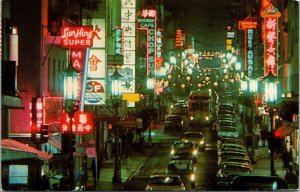 Vtg 1960's Chnatown At Night San Francisco California CA Postcard