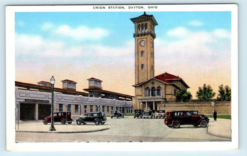 DAYTON, Ohio OH ~ UNION RAILROAD STATION c1930s Cars  Postcard