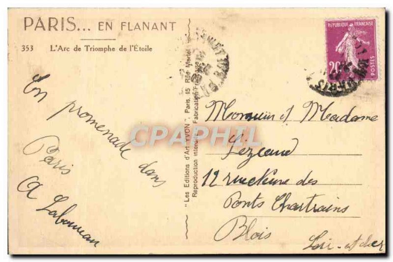 Postcard Old Paris Strolling L & # 39Arc De Triomphe From I & # 39Etoile