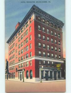 Unused Linen REDINGTON HOTEL Wilkes-Barre Pennsylvania PA Q7012@