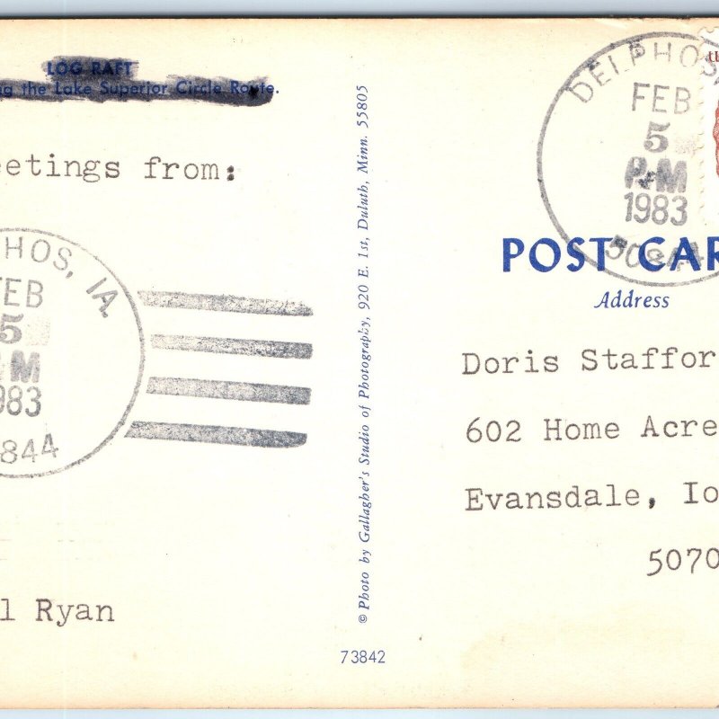 1983 Delphos, IA Post Office Cancel Postcard Town USPO Postal History A269