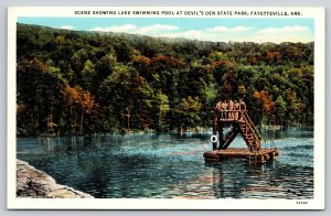 Fayetteville AR~Devils Den State Park~Lake Swimming Pool~Reflection~Linen PC