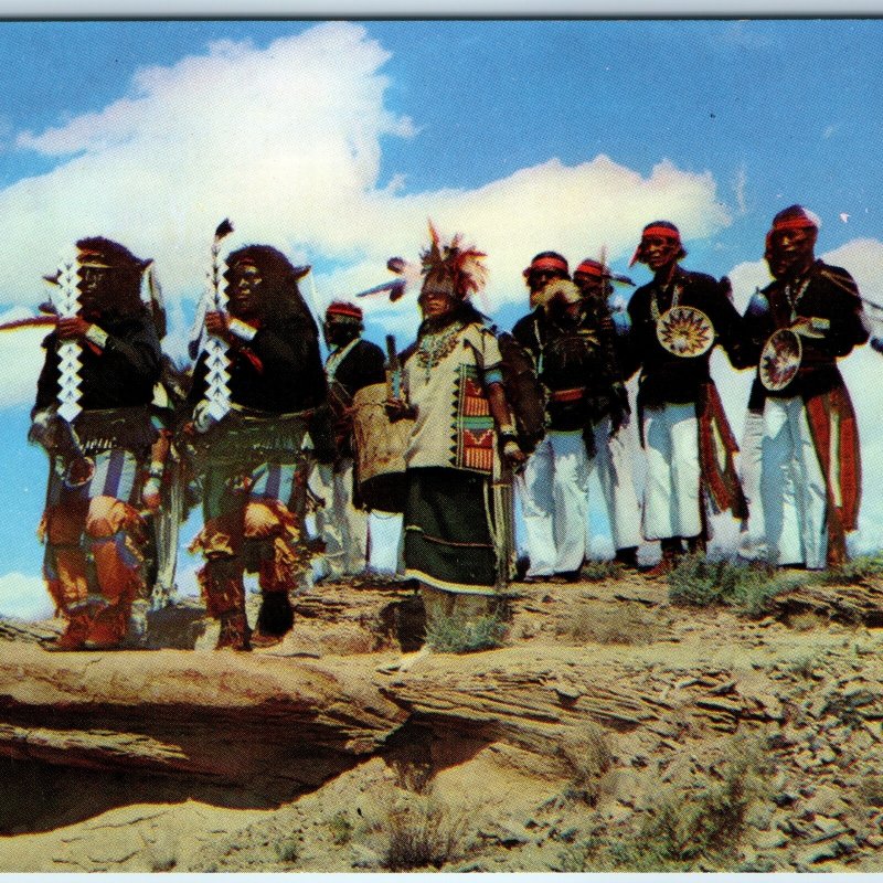 c1960s Gallup, NM Hopi Dancers Tribal Ceremonial Chrome Postcard A103