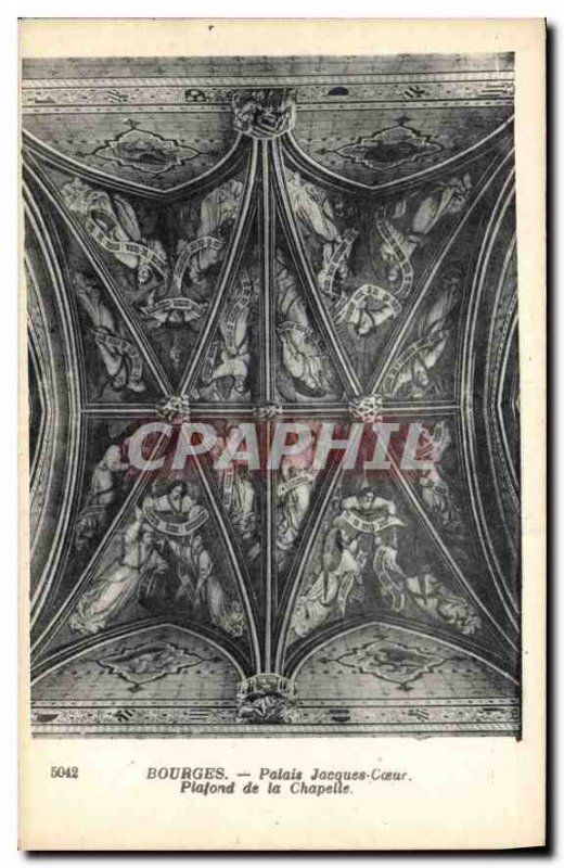 Old Postcard Bourges Palais Jacques Heart Chapel Ceiling