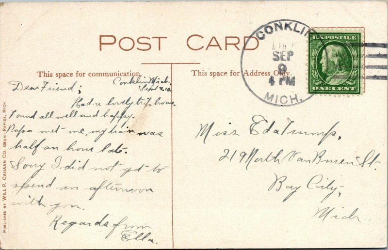 Vtg 1910s Birdseye View Fisk Lake Grand Rapids Michigan MI Postcard