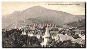 Old Postcard Ribeauville and the Ruins of the three Chateaux