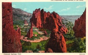 Vintage Postcard 1920's Panorama Garden Of The Gods Colorado Springs Colorado CO