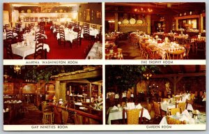 Vtg Rockton Illinois IL Wagon Wheel Restaurant Dining Room 1960s View Postcard