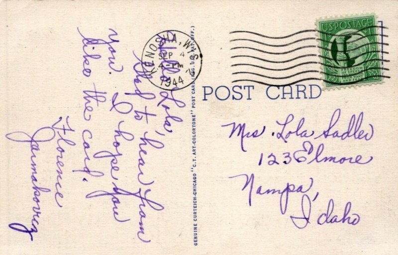 WI, Wisconsin Linen Large Letter Postcard, Curt Teich