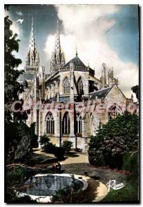 Postcard Modern in Quimper Apse of the cathedral and the garden
