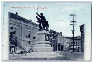 Oshkosh Wisconsin WI Postcard Soldier Monument Opera House Square 1908 Antique