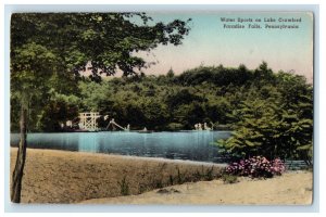 Water Sports Lake Crawford Paradise Falls Pennsylvania PA Handcolored Postcard