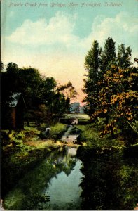 Vtg 1910 Prairie Creek from Bridge Frankfort Indiana IN Postcard