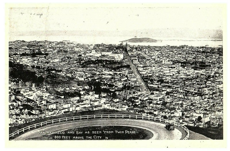 Aerial View of San Francisco & Bay From Twin Peaks Postcard Posted 1939 RPPC