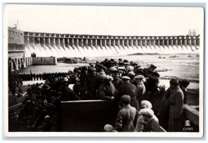 Ukraine Postcard Inauguration of Dnipro Hydro Electric Station 1932 RPPC Photo