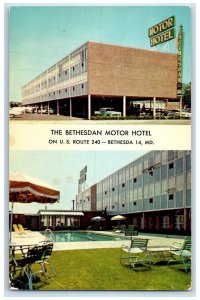 c1960s The Bethesdan Motor Hotel Exterior Roadside Bethesda MD Unposted Postcard