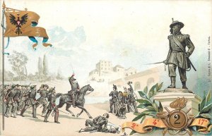 Italian military regimental patriotic chromo Litho postcard 1900 Italy