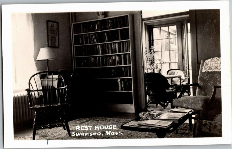 RPPC Rest House Interior, Swansea Massachusetts Real Photo Vintage Postcard N02