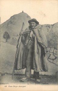 French folk types costumes Auvergne sheepherd postcard