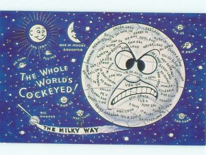 Pre-1980 Comic CRAZY FACE ON PLANET EARTH GLOBE - OUTER SPACE AC0240@