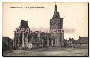 Postcard Old Envermeu Seine Inf church northern frontage