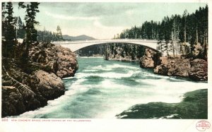 Wyoming, New Concrete Bridge, Grand Canyon Yellowstone Park, Vintage Postcard