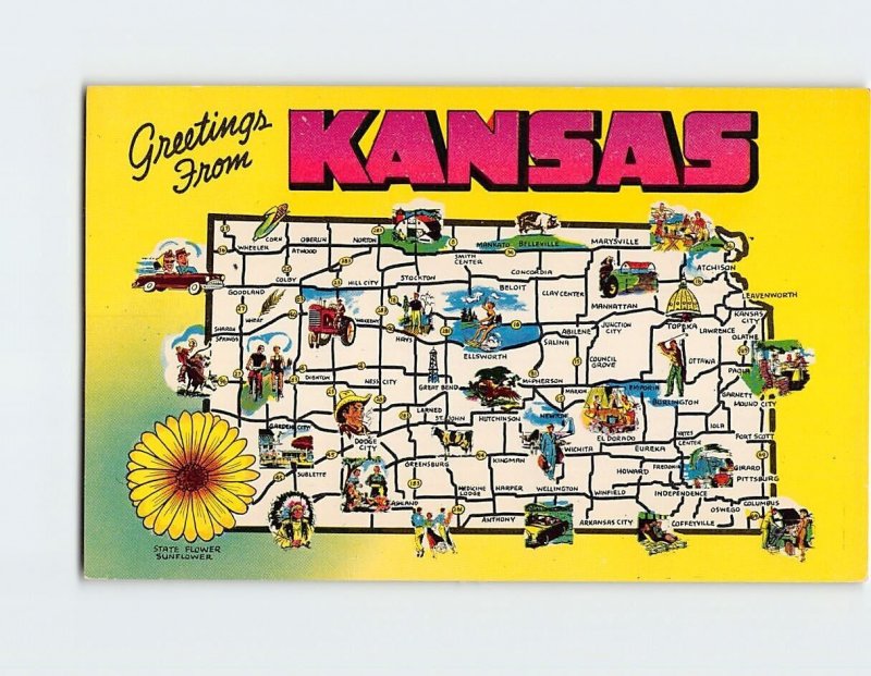 Postcard Greetings From Kansas USA