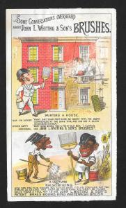 VICTORIAN TRADE CARDS (2) Whiting Brushes Black Men Talking