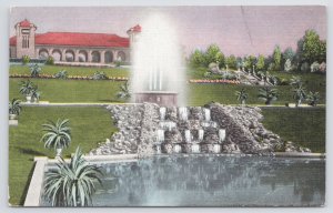 St Louis Missouri~Rest House & Electric Fountain In Forest Park~Vintage Postcard