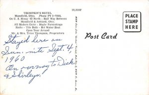 Thompson's Motel Mansfield, Ohio OH Postcard