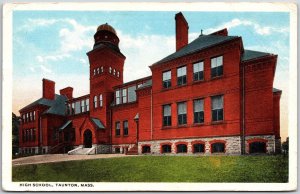 High School Taunton Massachusetts Grounds & Building Structure Posted Postcard