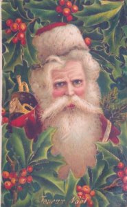 Santa Claus Old World Gel Gilt Antique Vintage Christmas Postcard Germany