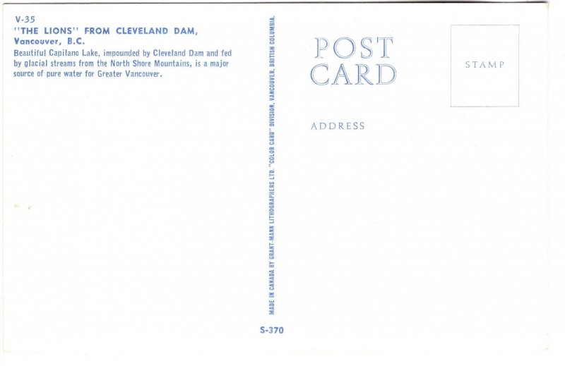 The Lions from Cleveland Dam, Capilano Lake, Vancouver, British Columbia