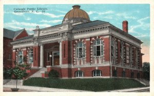 Vintage Postcard Carnegie Public Library Building Greensboro North Carolina NC