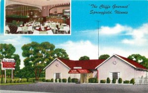 Cliffs Gourmet Restaurant Interior Springfield Illinois Postcard 20-2086