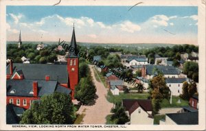 General View Looking North from Water Tower Chester IL Postcard PC260