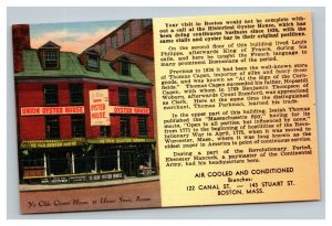 Vintage 1940's Advertising Postcard Union Oyster House Boston Massachusetts