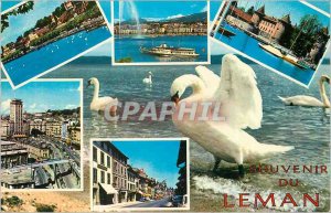 'Modern Postcard Lausanne on large bridge and turn Bel''Air Swan'