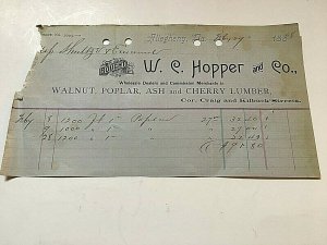 1888 Invoice issued by W.C. Hopper & Co. Lumber in Allegheny City , PA   Y8