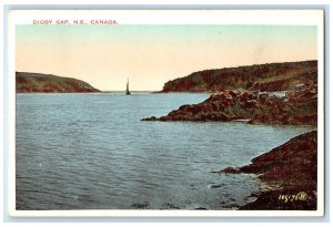 c1930's Scene of Boat Approaching Digby Gap Nova Scotia Canada Unposted Postcard