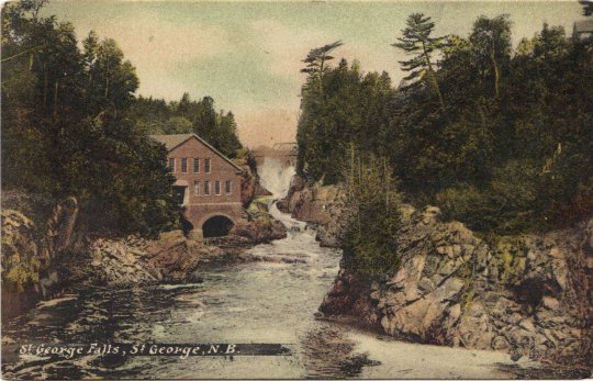 St George Falls New Brunswick Scenic Dam Vintage Postcard private post card